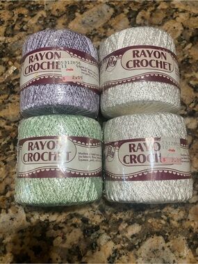 Vintage Lily Rayon Crochet Set - Lavender, Mint & Silver